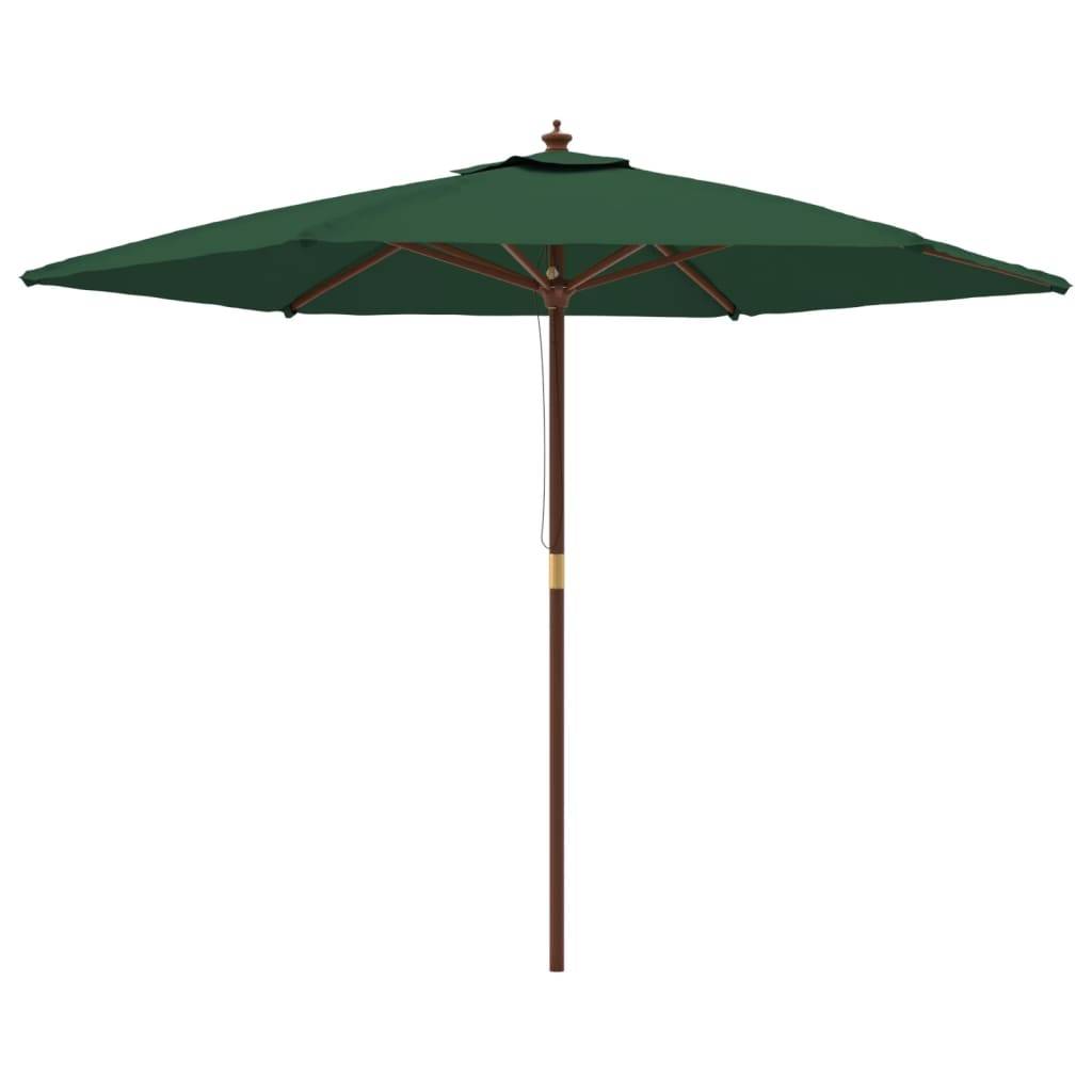 Helloshop26 - Parasol de jardin avec mât en bois 299 x 240 cm vert - Imagen 1