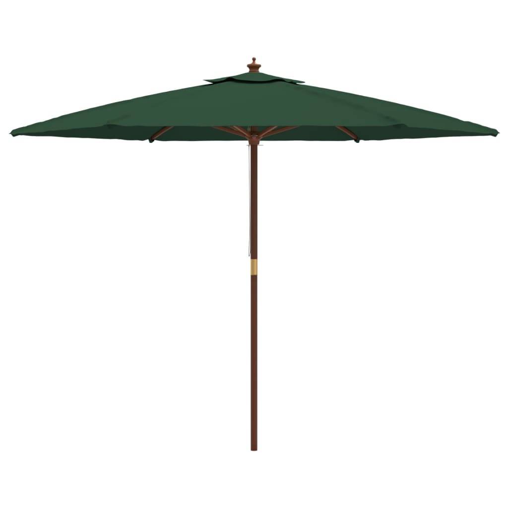 Helloshop26 - Parasol de jardin avec mât en bois 299 x 240 cm vert - Imagen 3