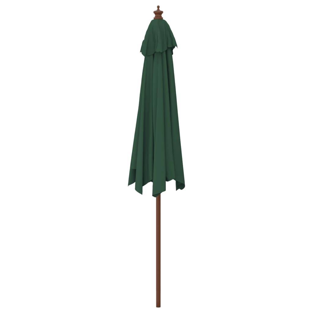 Helloshop26 - Parasol de jardin avec mât en bois 299 x 240 cm vert - Imagen 4