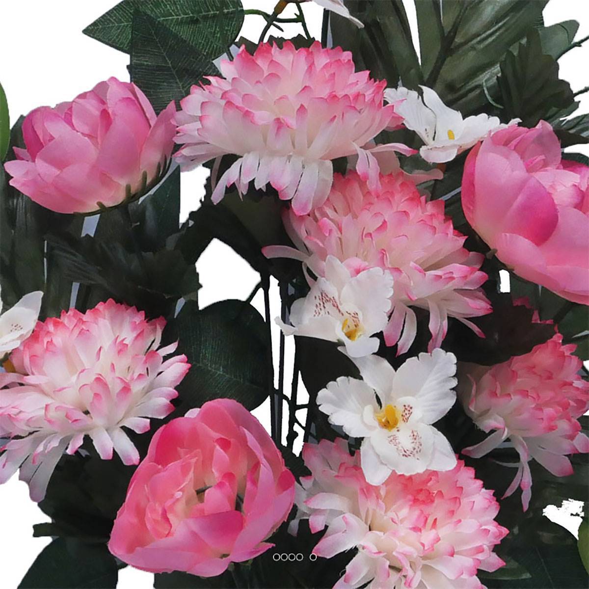Artificielles - Jardinière déco fleurs artificielles cimetière chrysanthèmes et pivoines Rose pâle - couleur: Rose pâle - Imagen 3