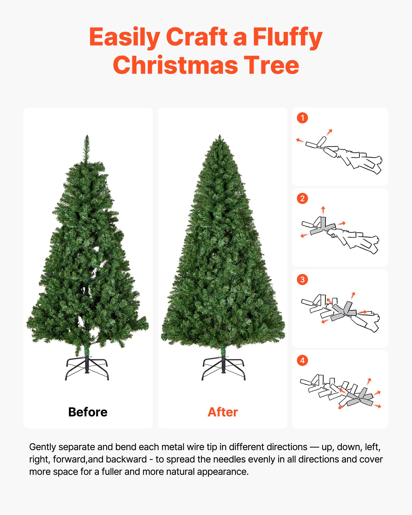 VEVOR Sapin de Noël Artificiel Arbre Décoration 180 cm avec 1250 Branches PVC - Image 6