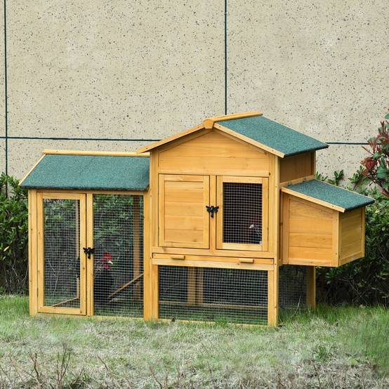Poulailler avec pondoir bois de sapin jaune et vert 168 x 75 x 103 cm - PANGIVO - Image 3