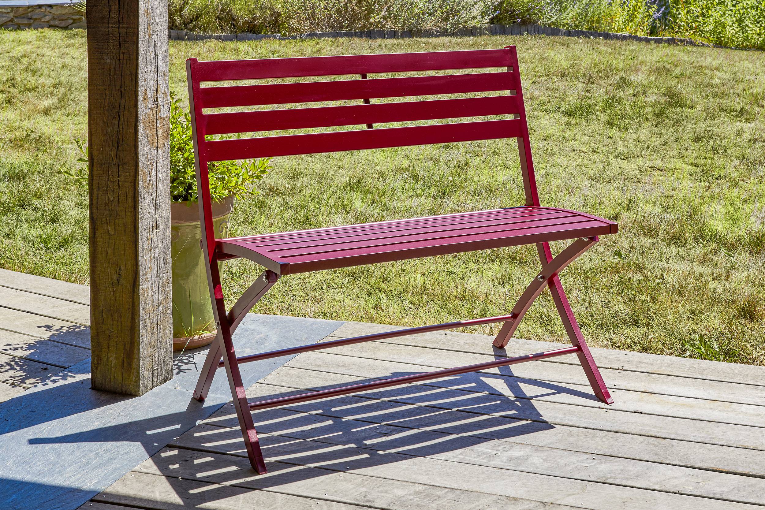 City Garden - Banc de jardin MARIUS en aluminium carmin - CITY GARDEN - Imagen 1