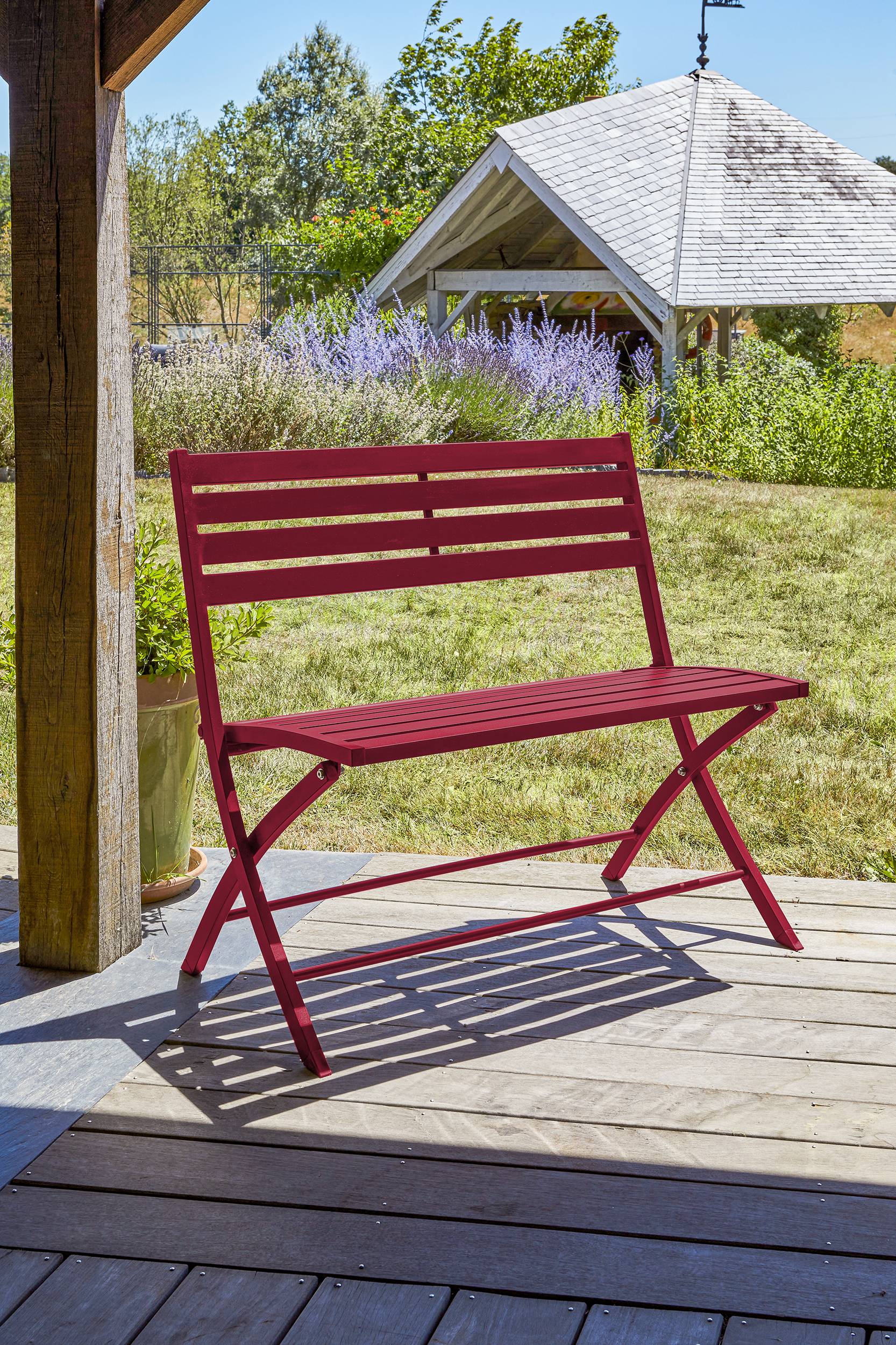 City Garden - Banc de jardin MARIUS en aluminium carmin - CITY GARDEN - Imagen 2