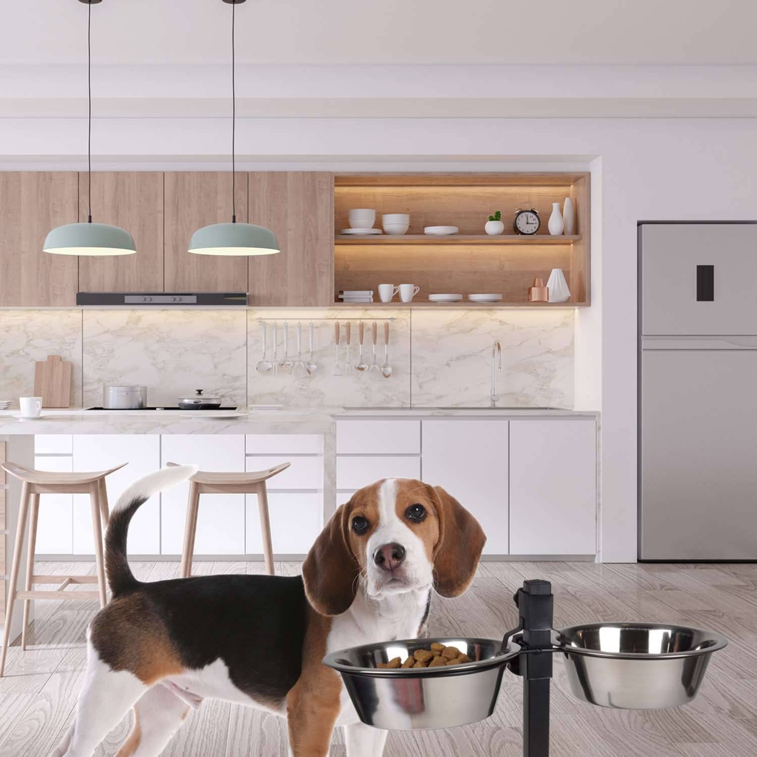 Love Story - Bar à chien porte-gamelles avec 2 bols inox - Love Story - Imagen 2