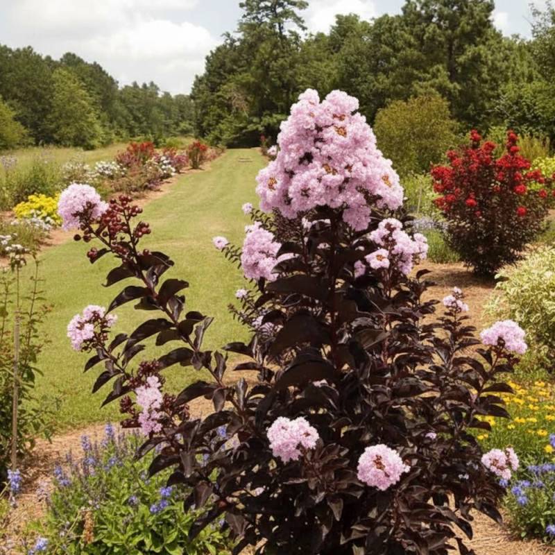 Lilas des Indes Black Diamond® Blush™, Lagerstroemia à fleurs Rose - feuillage Caduc - Pot de 7,5L - 60/80 cm-  hauteur à maturité De 1,50 m à 2,00 m - Image 3