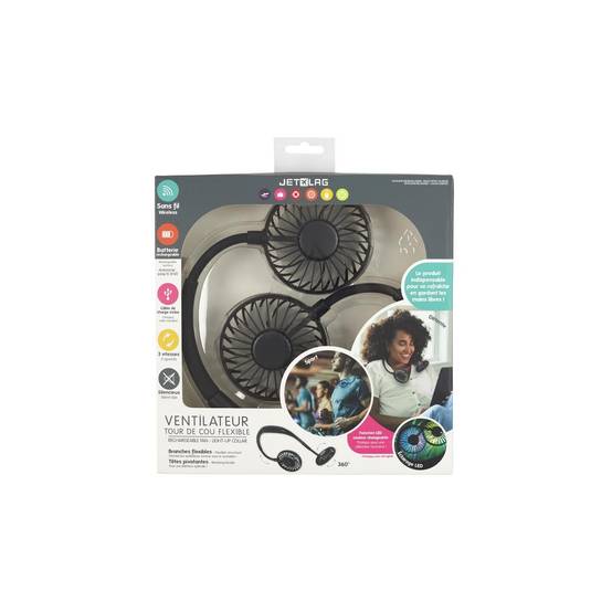 Ventilateur Rechargeable "Tour de Cou" 26cm Noir - Image 4