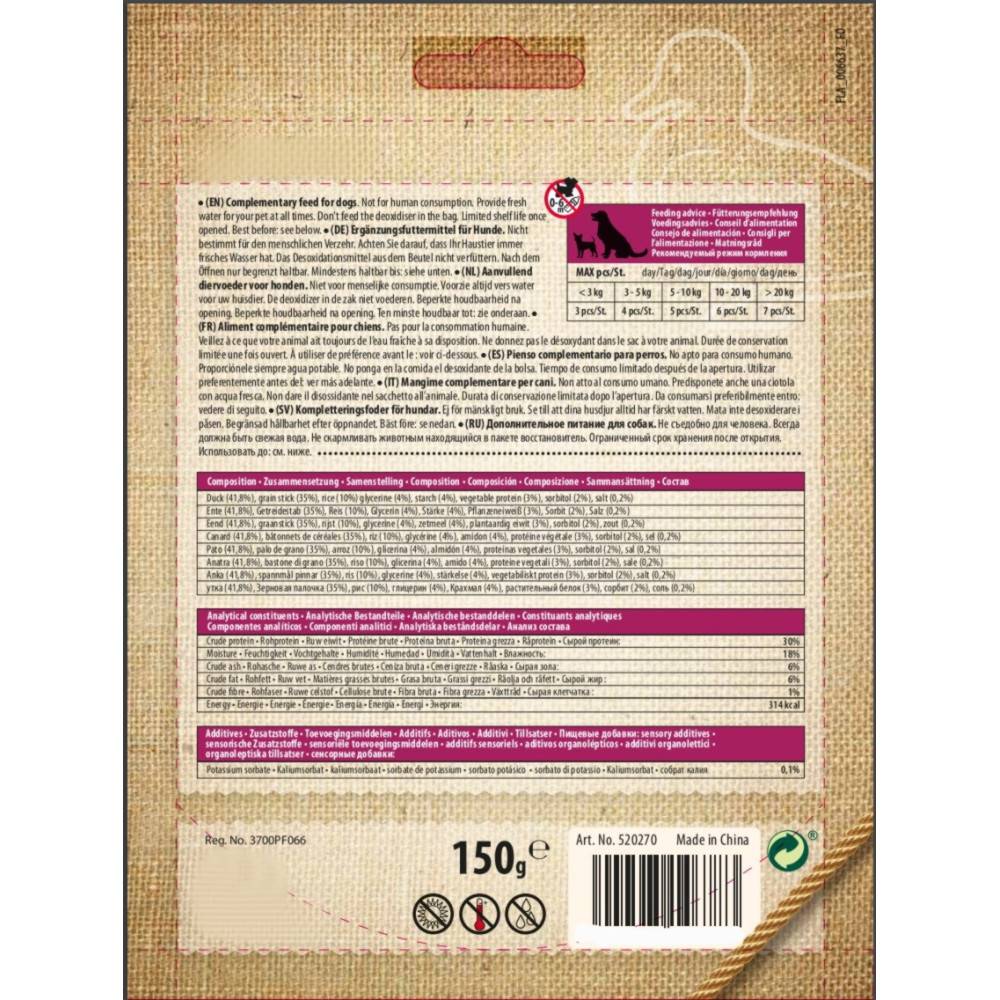 Friandise canard et riz haltère, pour chien,150 g, sans gluten - Imagen 4