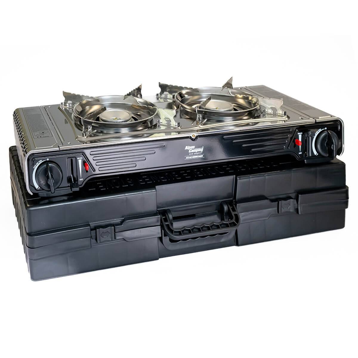 Réchaud gaz 2 feux 4400W Inox Thermocouple Interieur / Exterieur ATLAS ALPEN - Imagen 1