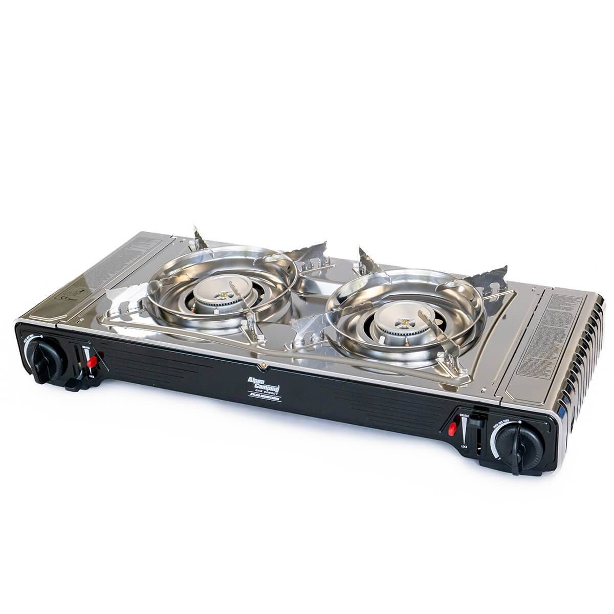 Réchaud gaz 2 feux 4400W Inox Thermocouple Interieur / Exterieur ATLAS ALPEN - Imagen 2