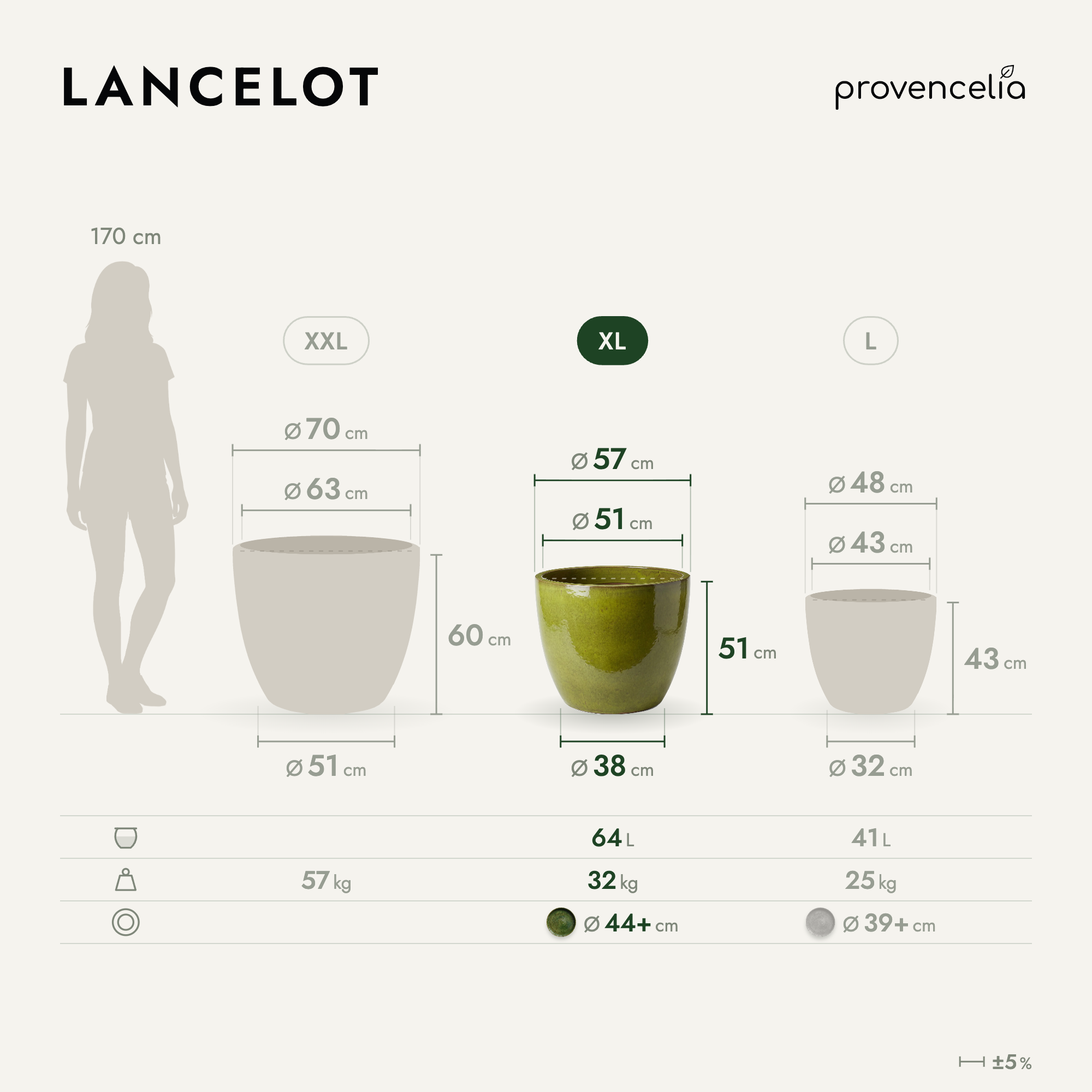 Provencelia - Pot LANCELOT 58x51cm vert tropical - Image 2