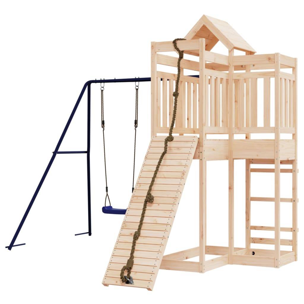 Helloshop26 - Aire de jeux d'extérieur balançoires toboggan portiques robuste jeux jardin 291 x 282 x 238 cm bois de pin massif - Imagen 2