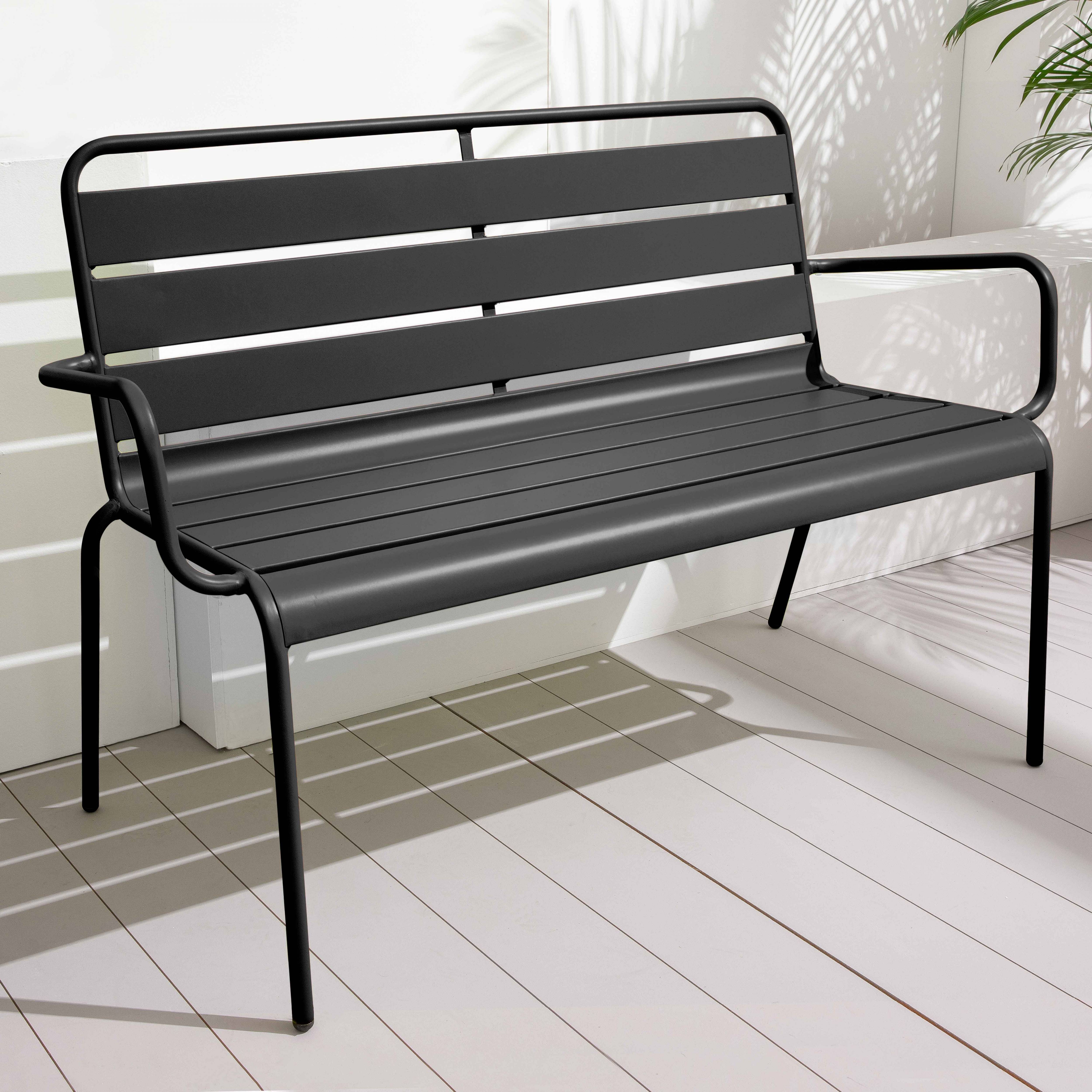 Oviala - Banc de jardin en métal anthracite Palavas - Oviala - Imagen 5