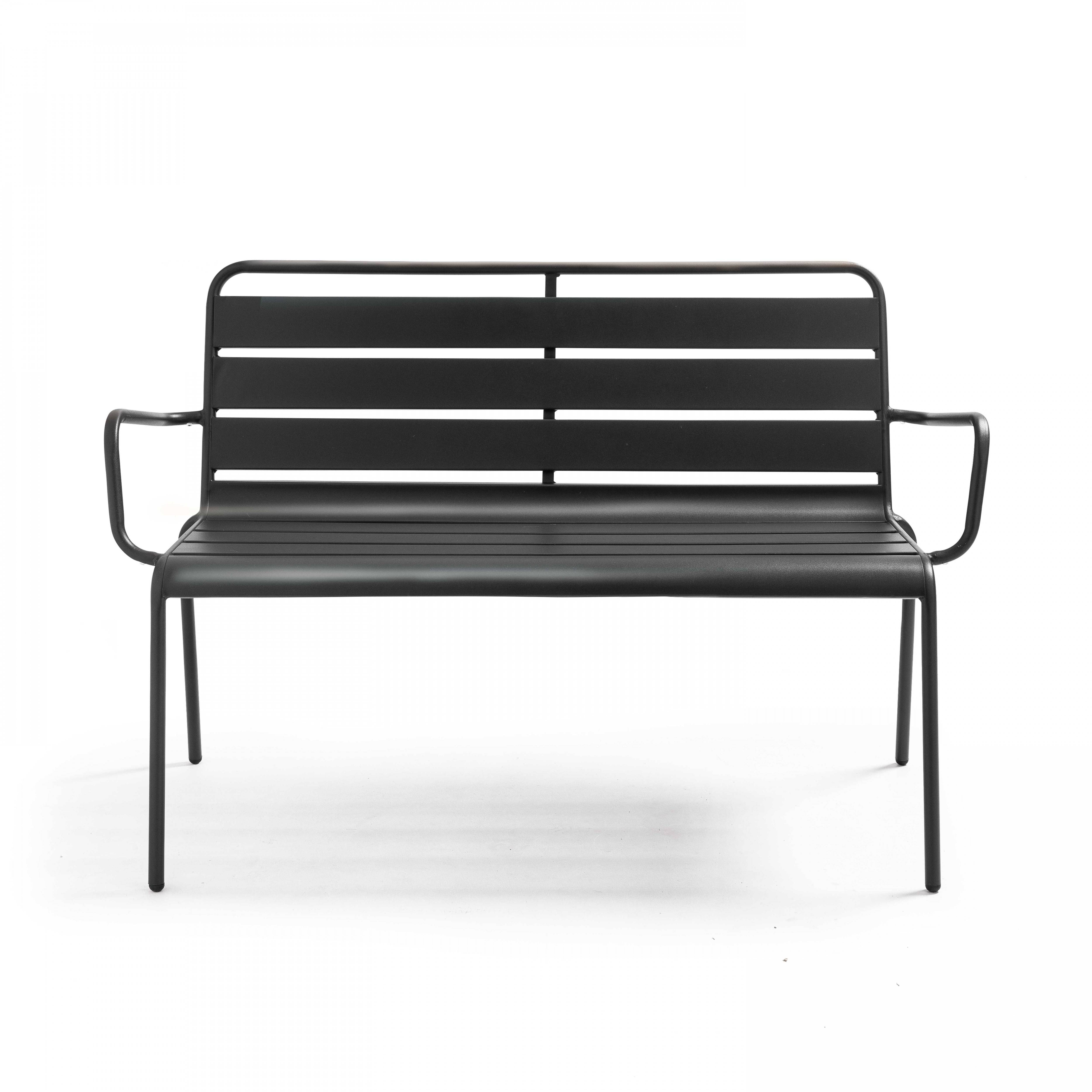 Oviala - Banc de jardin en métal anthracite Palavas - Oviala - Imagen 2