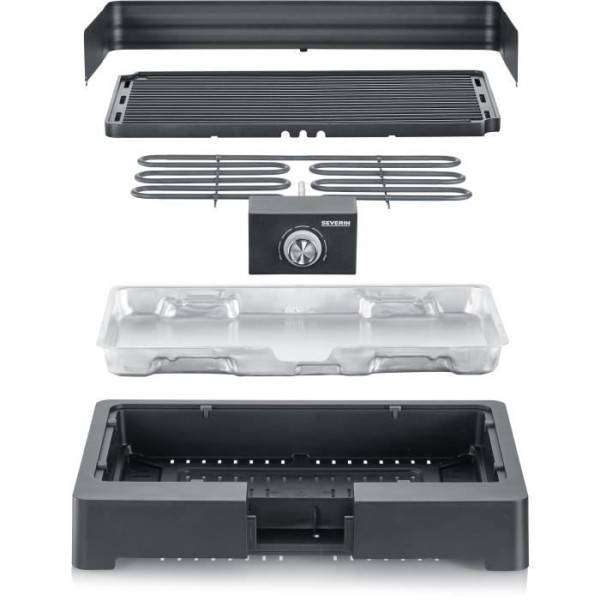 Severin - Barbecue Electrique - Grillade  électrique SEVERIN - PG8567 - Surface de cuisson 44,5x26cm - Thermostat réglable - 2200W - Image 2