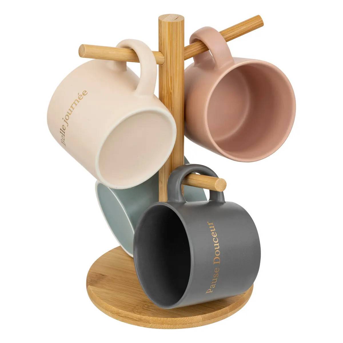 Lot de 4 Mugs sur Rack "Belle Journée" 20cl Multicolore - Image 1
