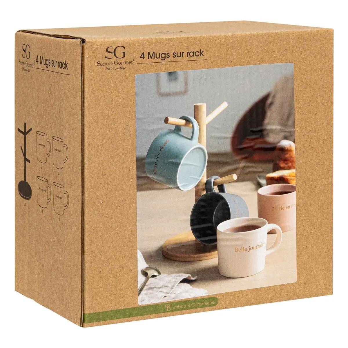 Lot de 4 Mugs sur Rack "Belle Journée" 20cl Multicolore - Image 9