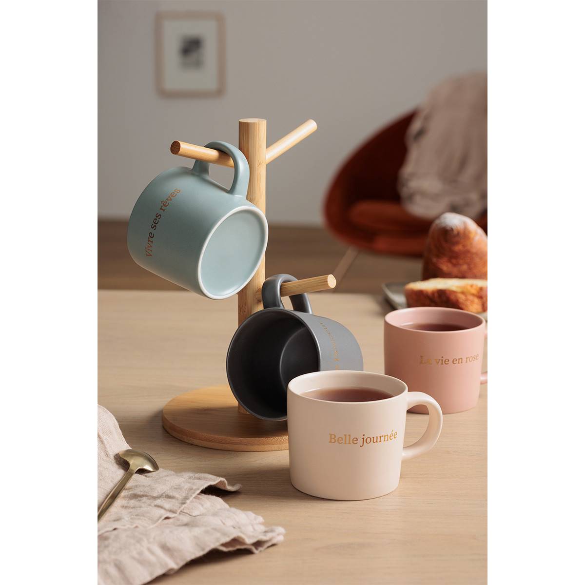 Lot de 4 Mugs sur Rack "Belle Journée" 20cl Multicolore - Image 8
