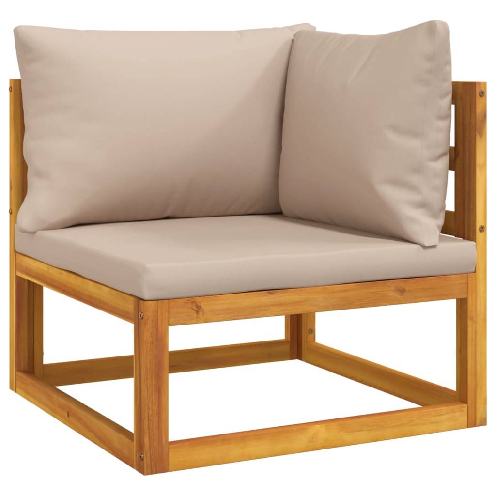 Helloshop26 - Salon de jardin meuble d'extérieur ensemble de mobilier 6 pièces avec coussins taupe bois massif - Imagen 2