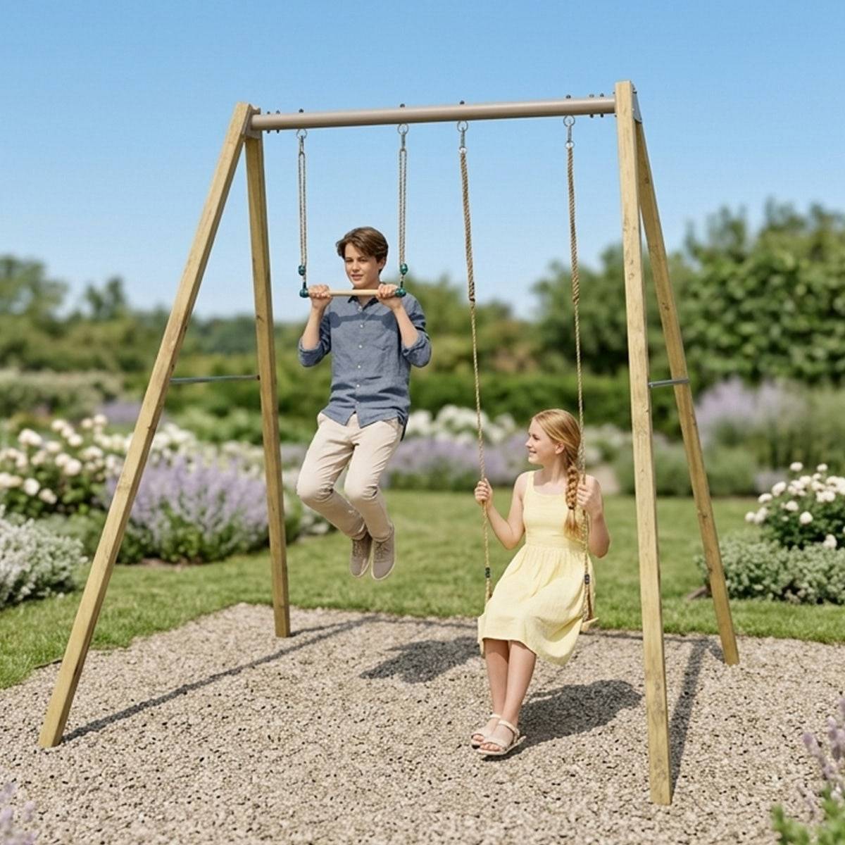 Balançoire en bois poutre métal 3 m Adulte WALTER 2 - 2 personnes - Image 2