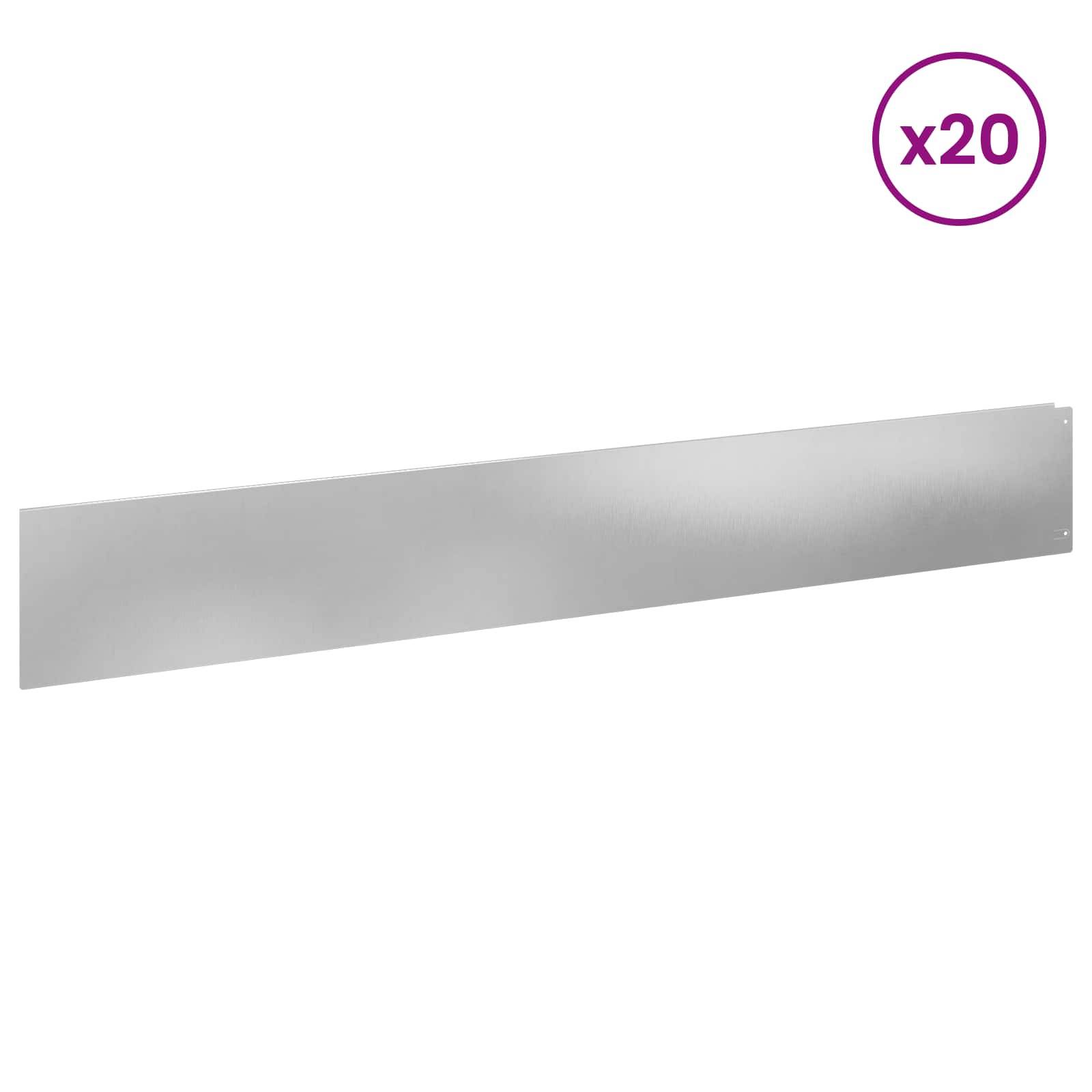 Bordure Pelouse Acier Aménagement Paysager Maintien Solide 20pcs 100x15cm Argenté - ComfortXL Outdoor Living - Image 3