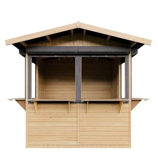 Timbela - Kiosque en bois - 4 m² - 263x253xH232 cm - Stand de vente en bois - avec 4 volets roulants verrouillables - 17 mm d’épaisseur - Timbela M149BZ - Image 3