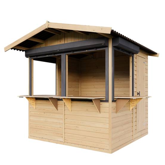Timbela - Kiosque en bois - 4 m² - 263x253xH232 cm - Stand de vente en bois - avec 4 volets roulants verrouillables - 17 mm d’épaisseur - Timbela M149BZ - Image 4