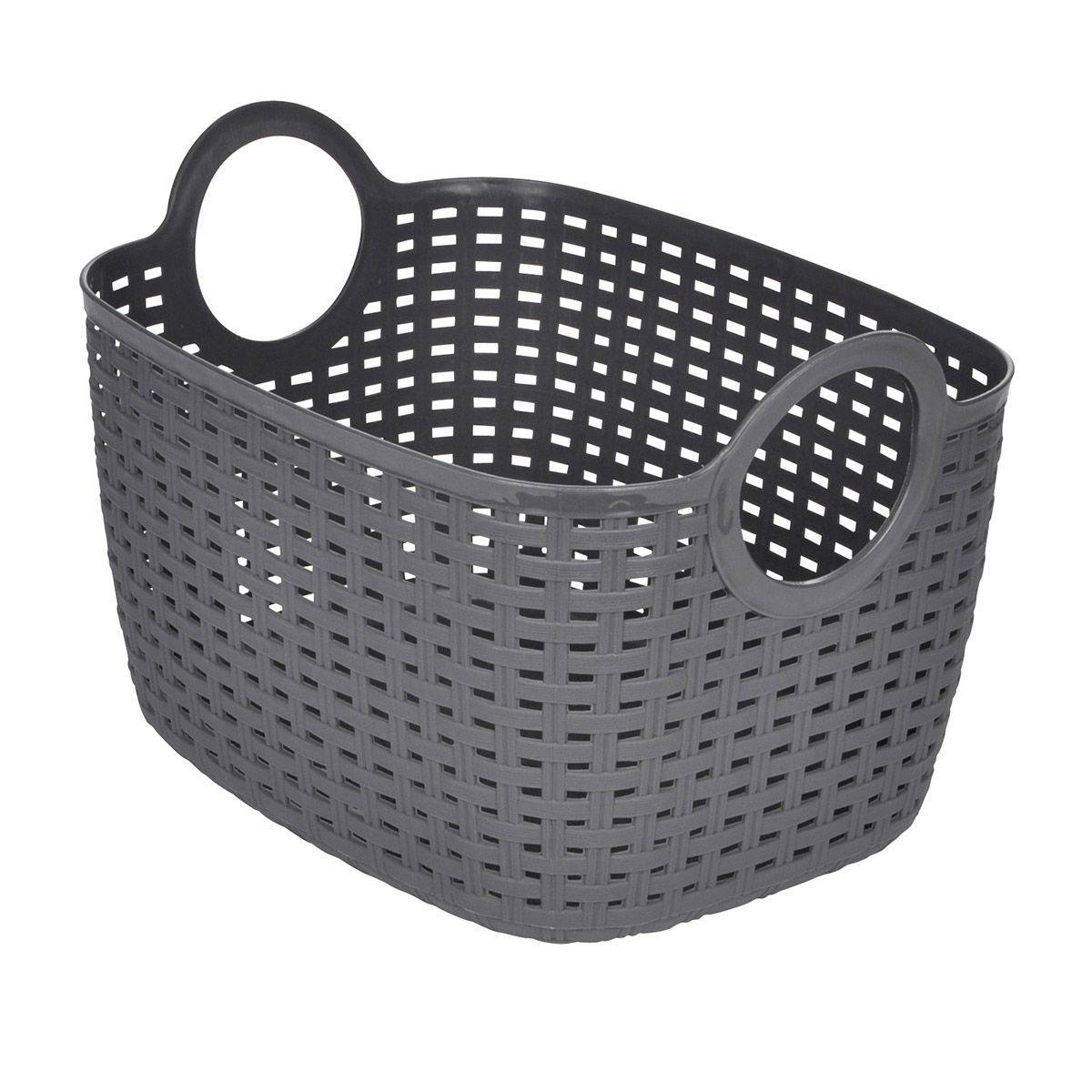 Panier à Linge Arrondi "Tressé" 12L Gris
