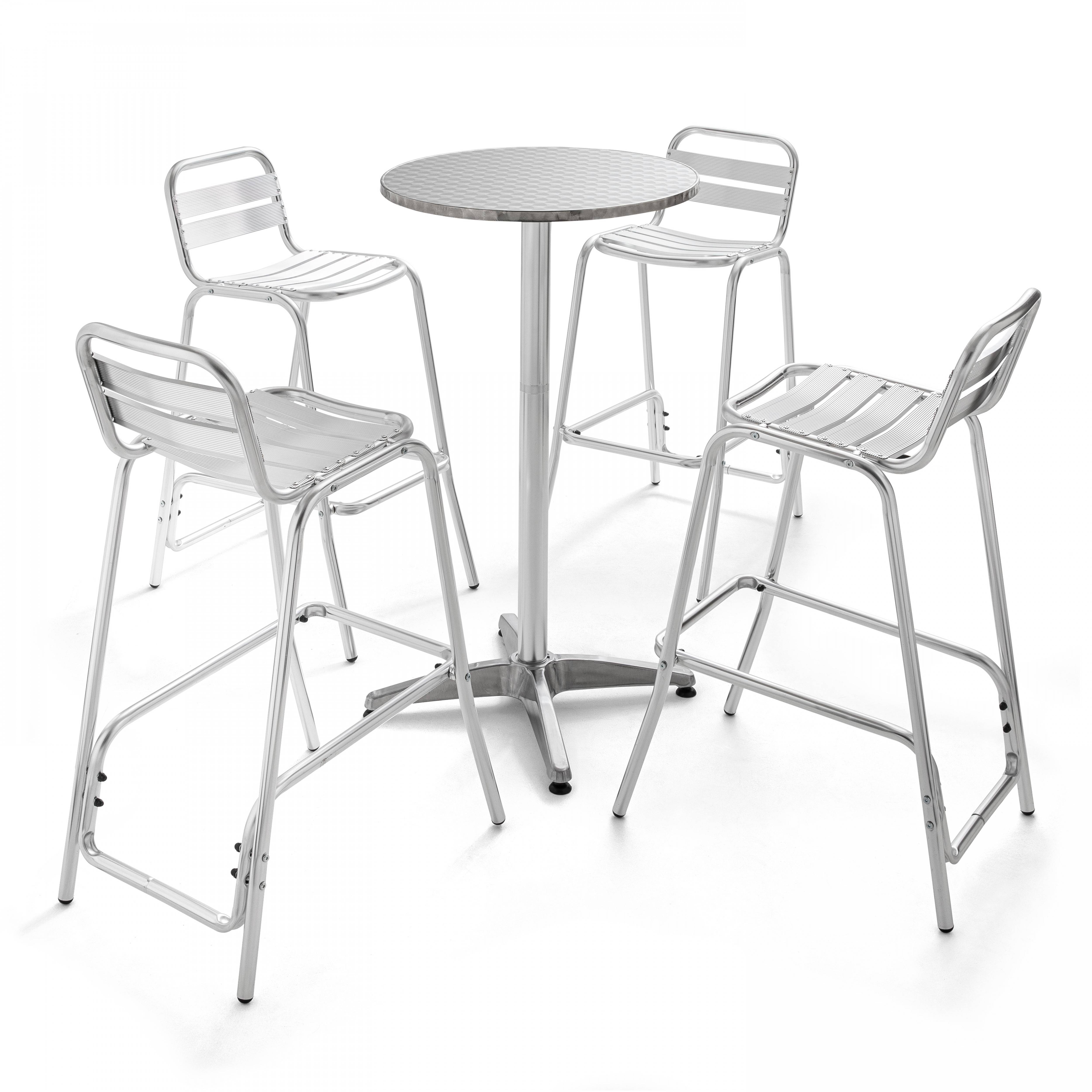 Oviala - Table de bar ronde en aluminium gris Brixton - Oviala - Imagen 6