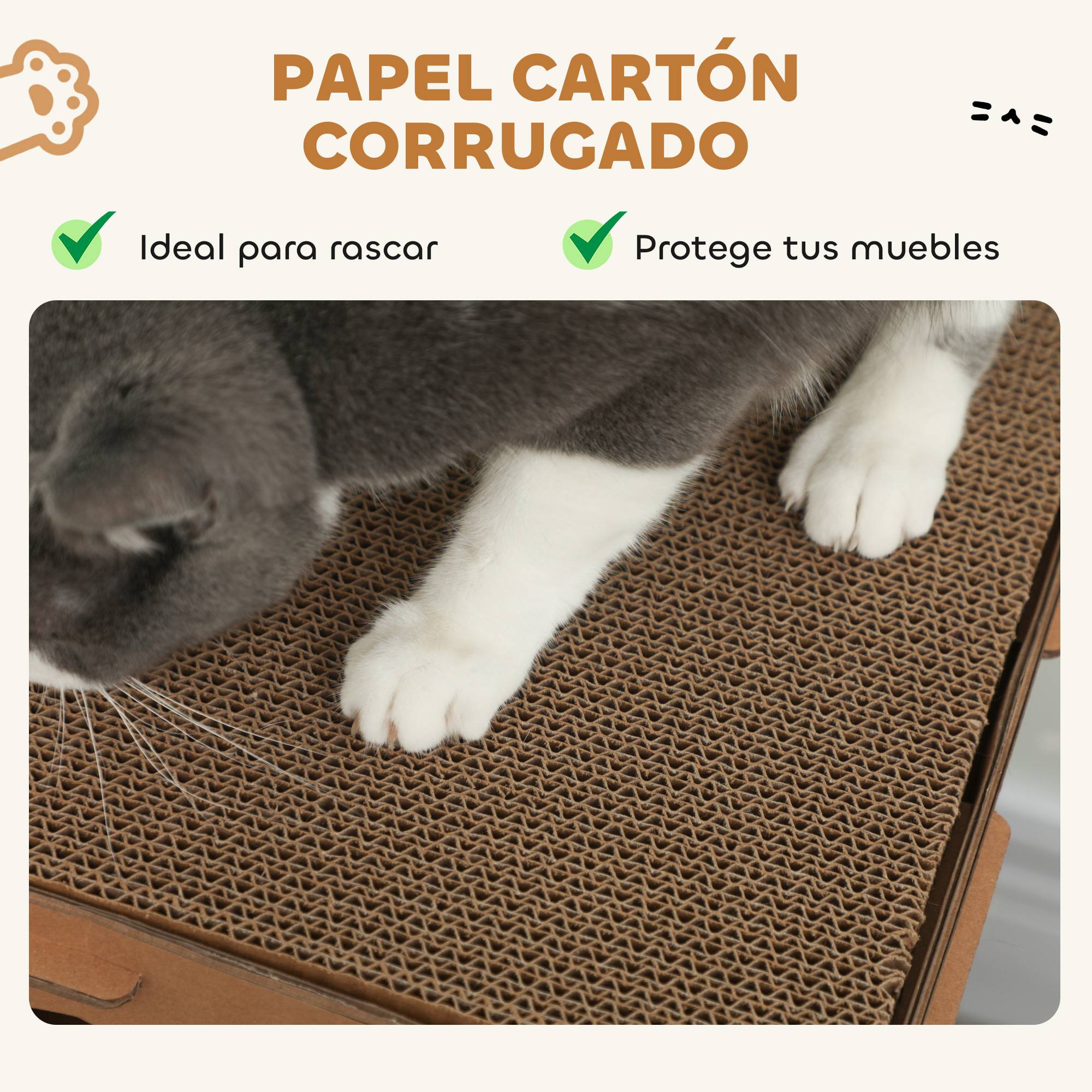 Château pour Chat en Carton Recyclé Tour de Jeu 2 Niveaux avec Griffoirs Rampe et Tunnel Marron - ComfortXL Outdoor Living - Image 7