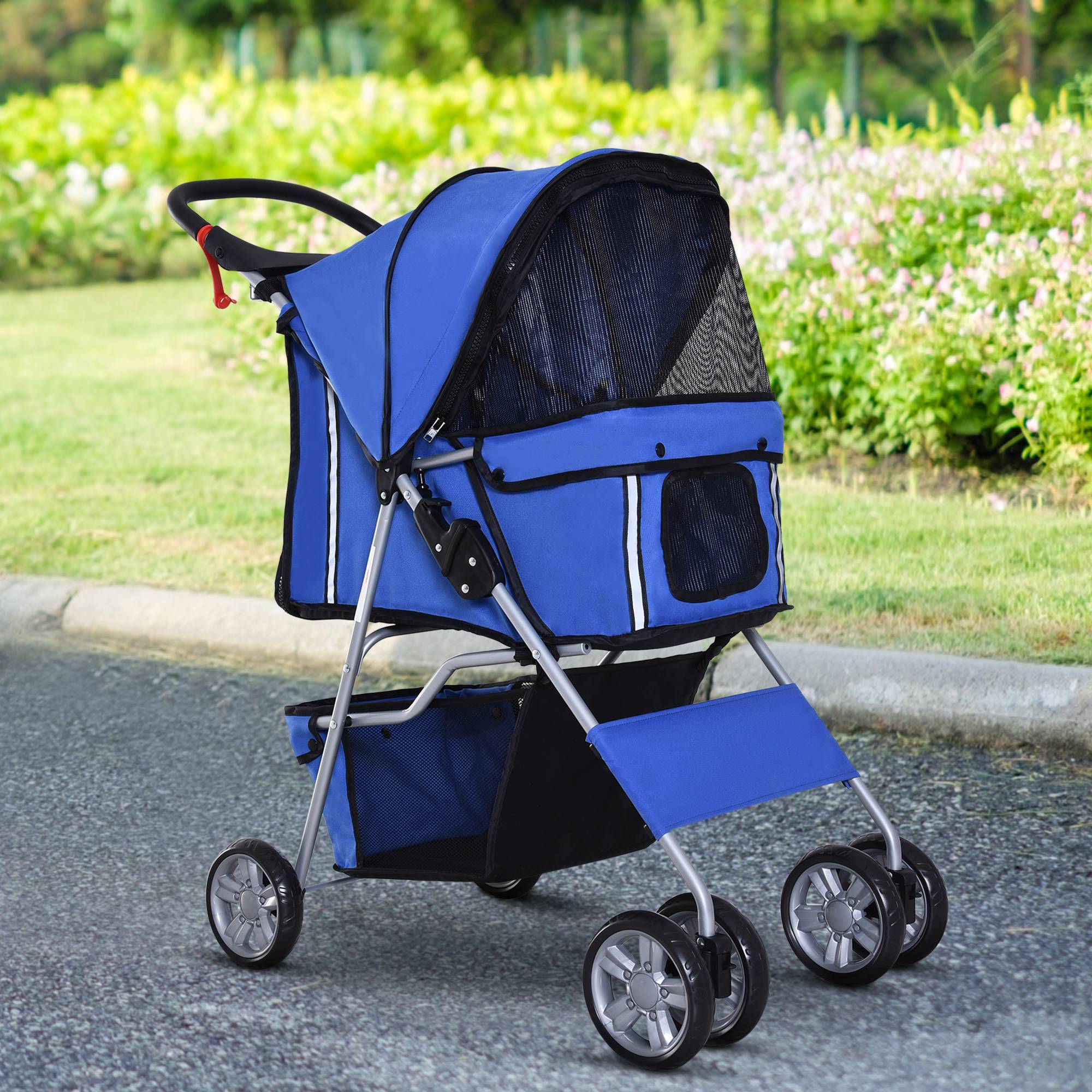 Poussette pour chien tissu Oxford bleu 75 x 45 x 97 cm - PANGIVO - Image 3