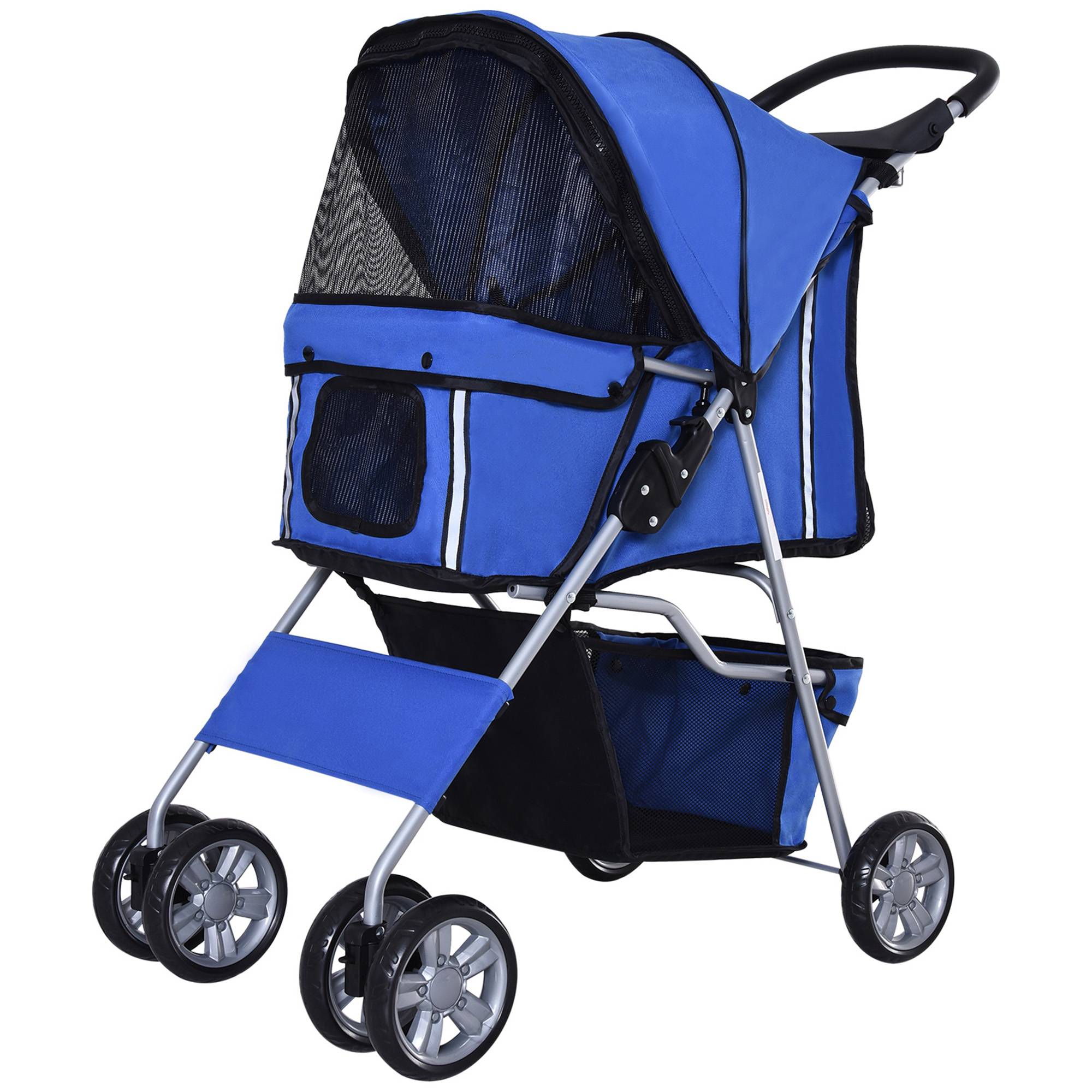 Poussette pour chien tissu Oxford bleu 75 x 45 x 97 cm - PANGIVO - Image 2