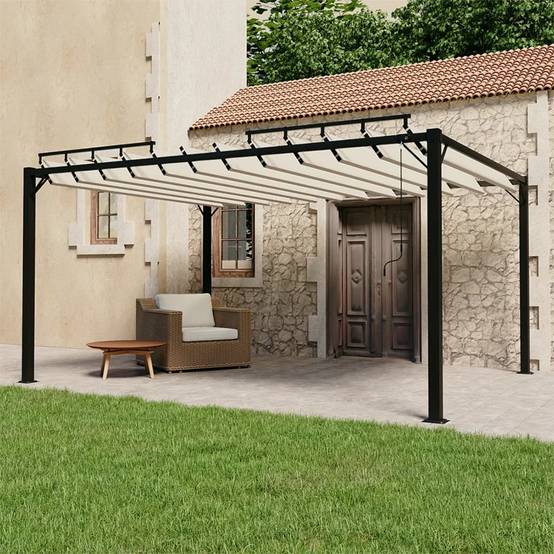 Tonnelle Bioclimatique Aluminium Toit à Lames Réglables pour Jardin Piscine Crème 3x4 m – ComfortXL Outdoor Living - Image 1