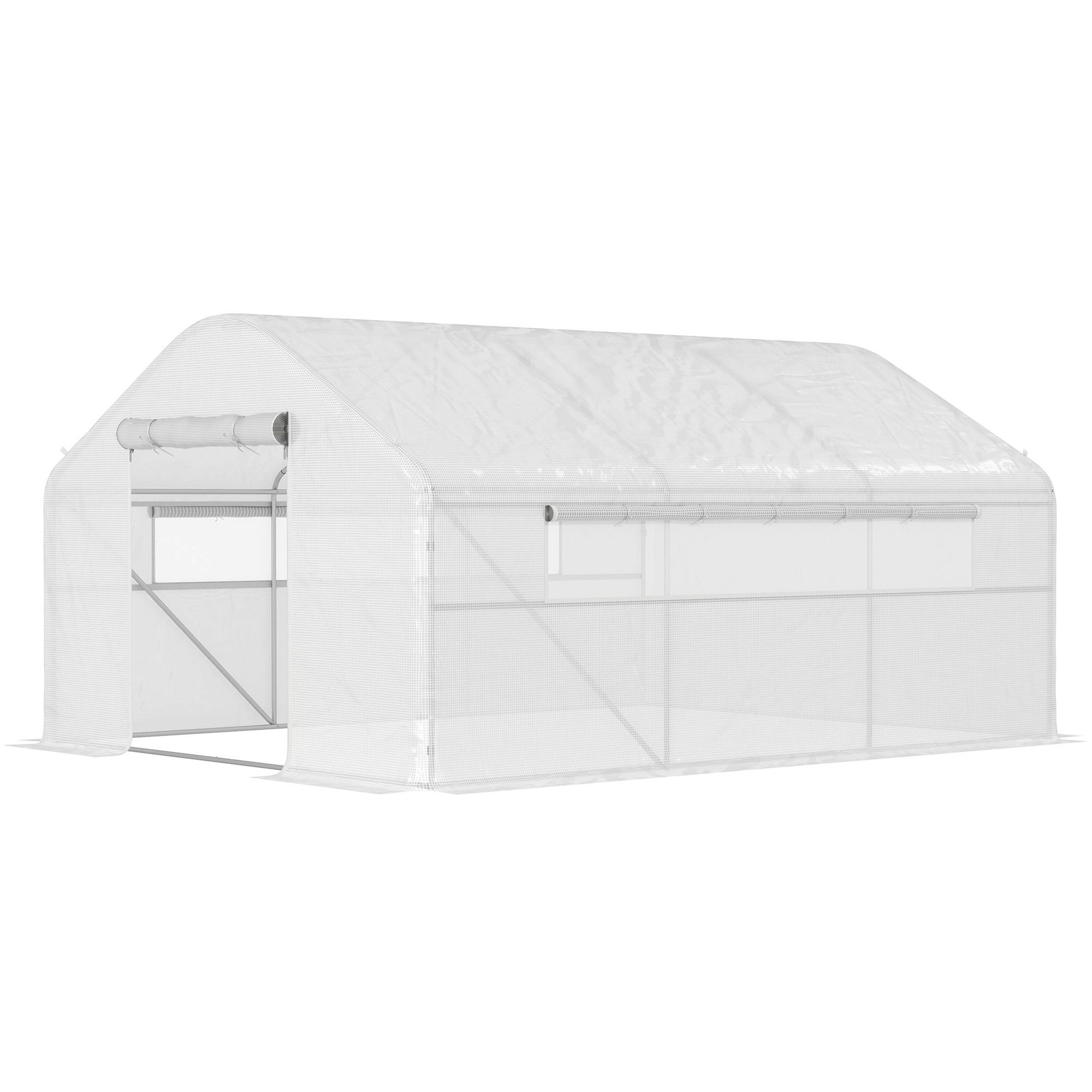 Serre Tunnel 12m² Acier Galvanisé avec Bâche PE 140g/m² et Fenêtres Blanc 4x3x2m - ComfortXL Outdoor Living - Image 2