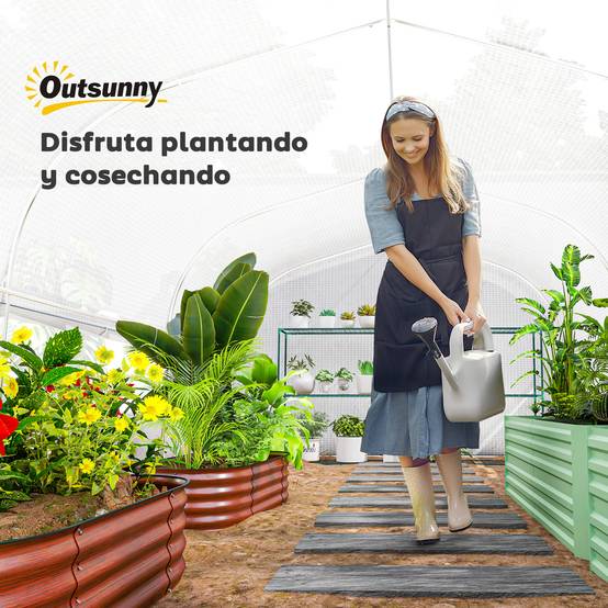 Serre Tunnel 12m² Acier Galvanisé avec Bâche PE 140g/m² et Fenêtres Blanc 4x3x2m - ComfortXL Outdoor Living - Image 10