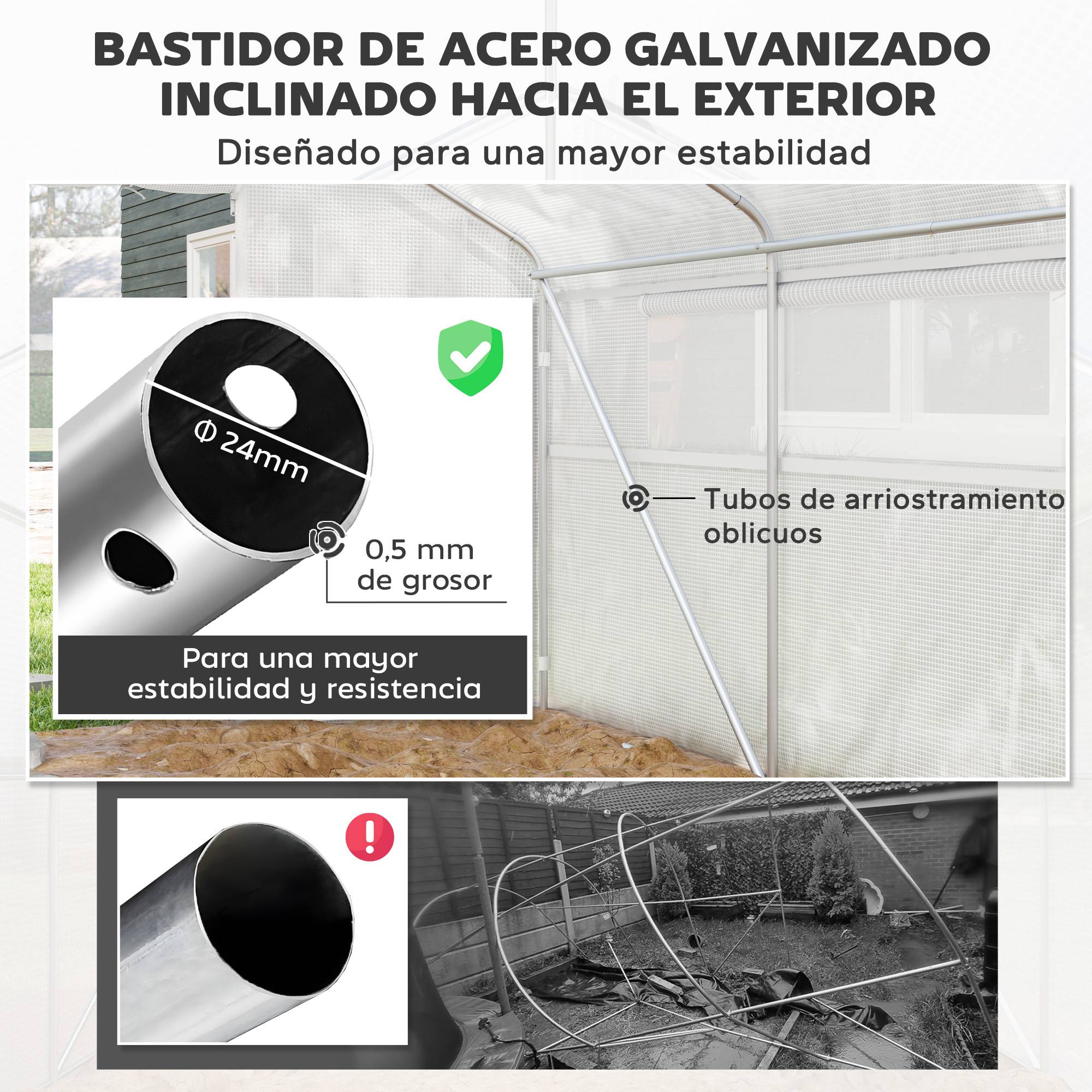 Serre Tunnel 12m² Acier Galvanisé avec Bâche PE 140g/m² et Fenêtres Blanc 4x3x2m - ComfortXL Outdoor Living - Image 8