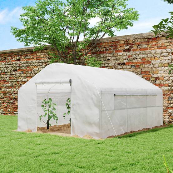 Serre Tunnel 12m² Acier Galvanisé avec Bâche PE 140g/m² et Fenêtres Blanc 4x3x2m - ComfortXL Outdoor Living - Image 4