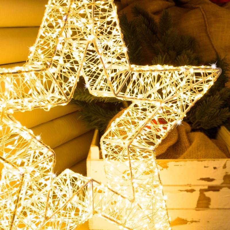 Lotti - étoile lumineuse à LED 3D Ø55cm métal blanc 2000 MicroLED FlashLED Diamond IP44 Lotti - Imagen 2