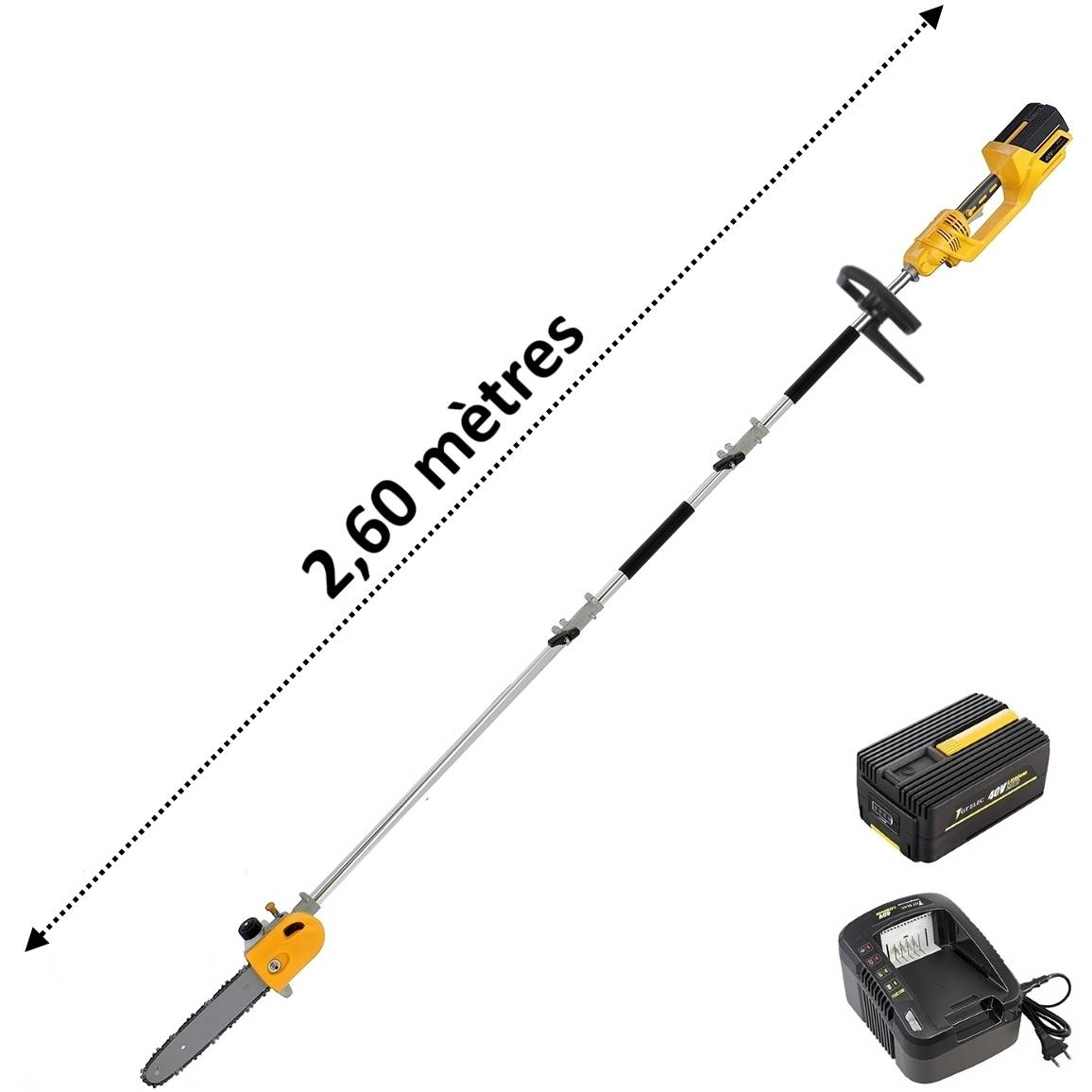 Gt Elec - Élagueuse sur perche sans fil à batterie, 40 V, GT ELEC + batterie 2 Ah + chargeur - GT ELEC - Imagen 1