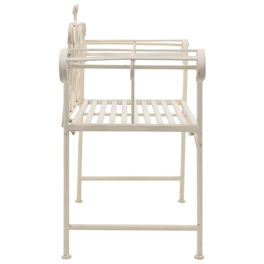 PANGIVO - Banc de jardin métal blanc antique 132 x 46 x 85 cm - PANGIVO - Image 3
