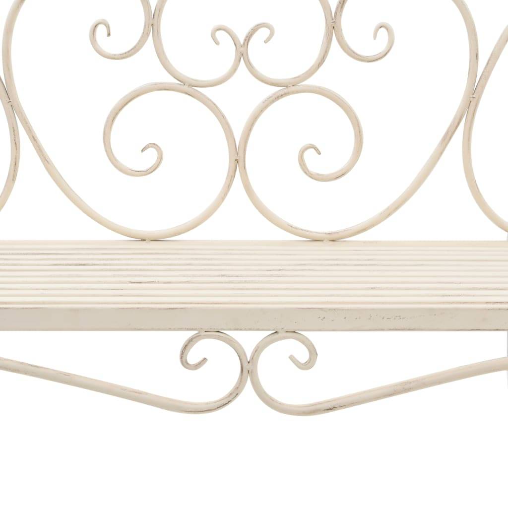 PANGIVO - Banc de jardin métal blanc antique 132 x 46 x 85 cm - PANGIVO - Image 6