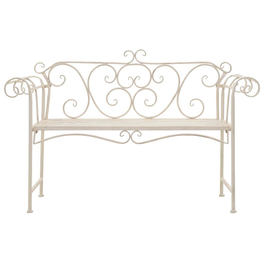 PANGIVO - Banc de jardin métal blanc antique 132 x 46 x 85 cm - PANGIVO - Image 2