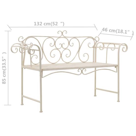 PANGIVO - Banc de jardin métal blanc antique 132 x 46 x 85 cm - PANGIVO - Image 7