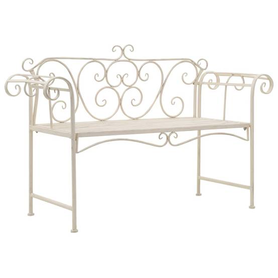 PANGIVO - Banc de jardin métal blanc antique 132 x 46 x 85 cm - PANGIVO - Image 1