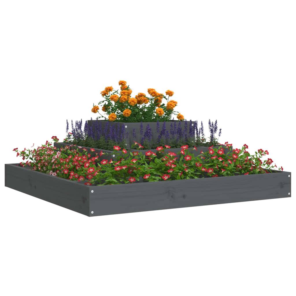 Maison Chic - Jardinière, Bac à fleurs, Pot de fleurs Gris 80x80x27 cm Bois massif de pin - Imagen 3