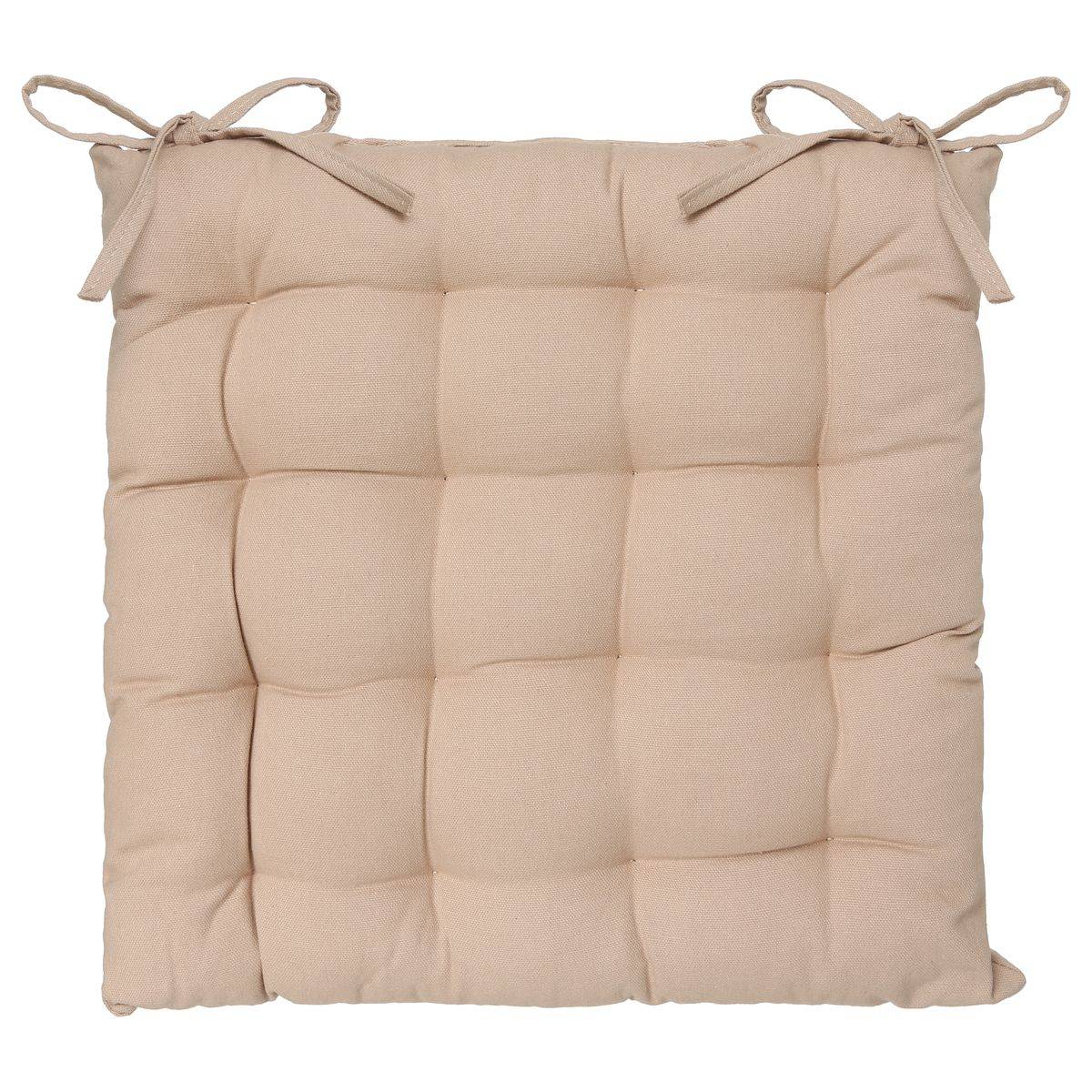 Lot de 4 Galettes de chaise en Coton Beige 38 x 38 cm - Imagen 3