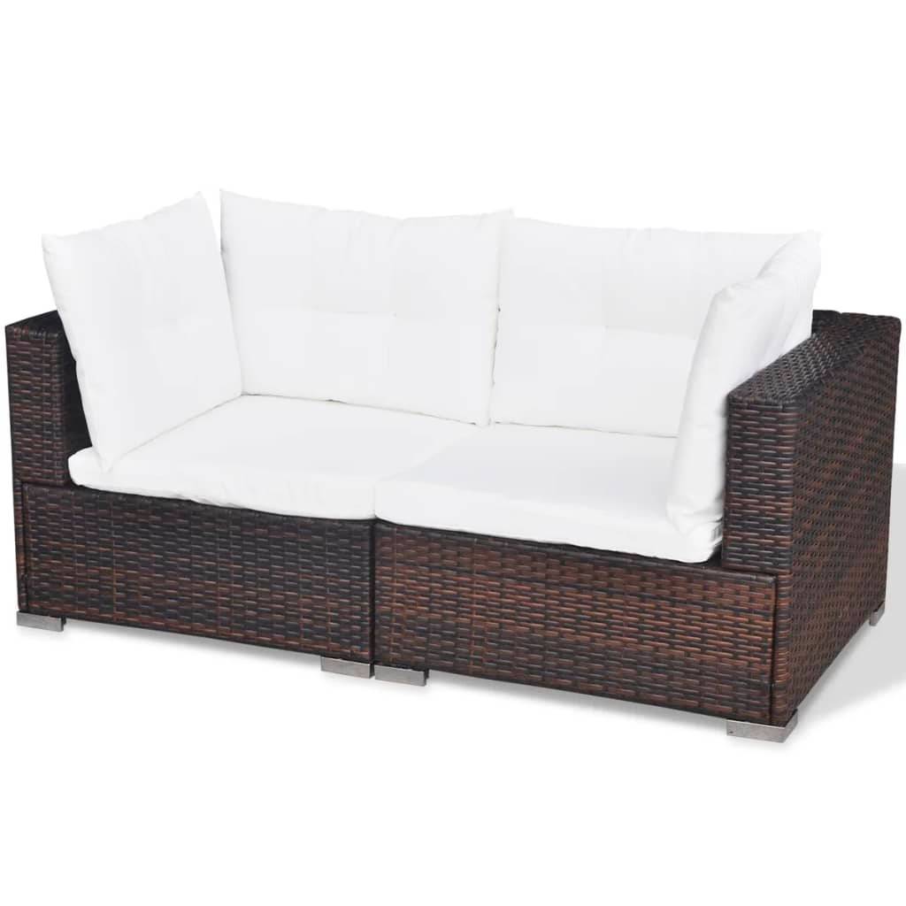 Helloshop26 - Salon de jardin meuble d'extérieur ensemble de mobilier 6 pièces avec coussins résine tressée marron - Imagen 3