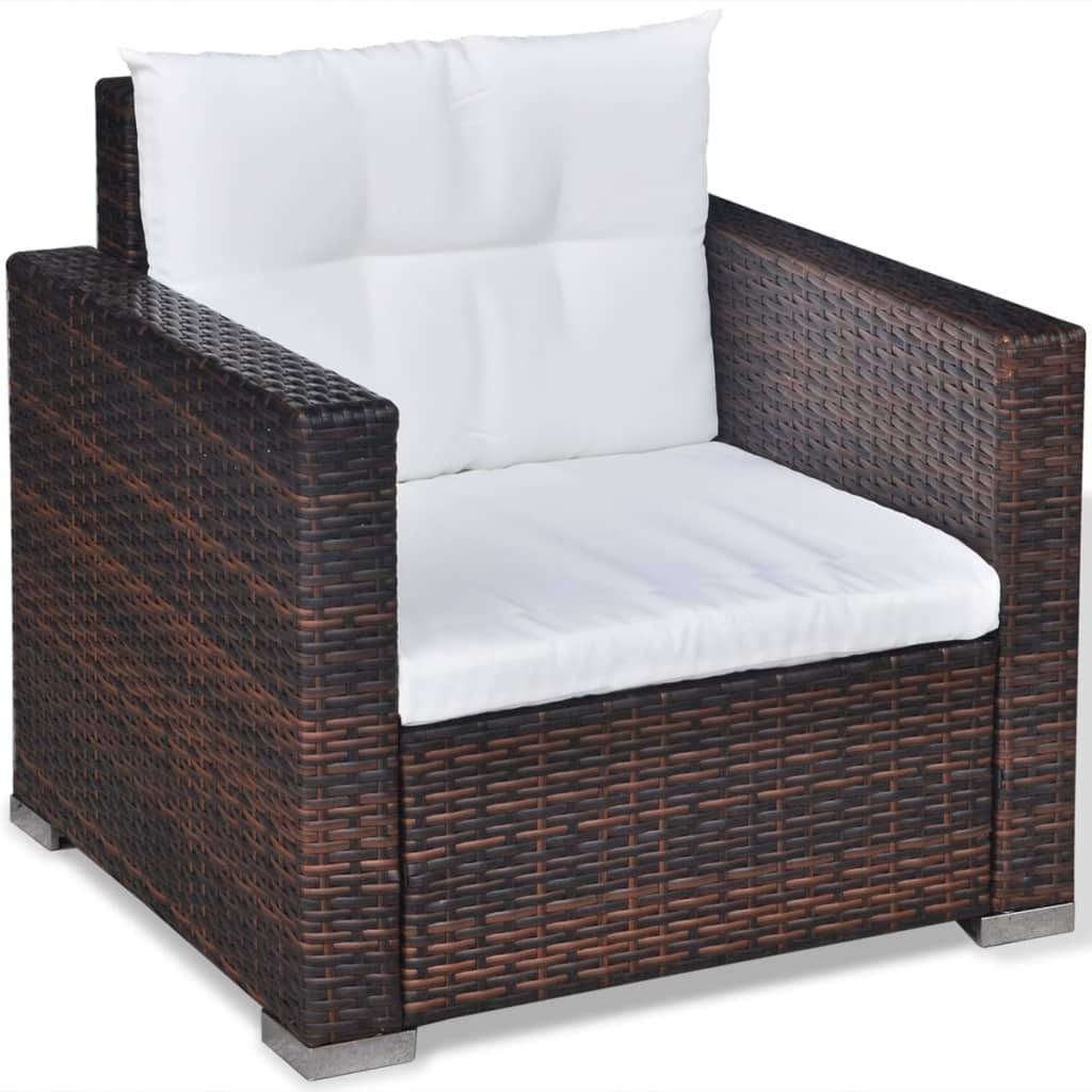 Helloshop26 - Salon de jardin meuble d'extérieur ensemble de mobilier 6 pièces avec coussins résine tressée marron - Imagen 5