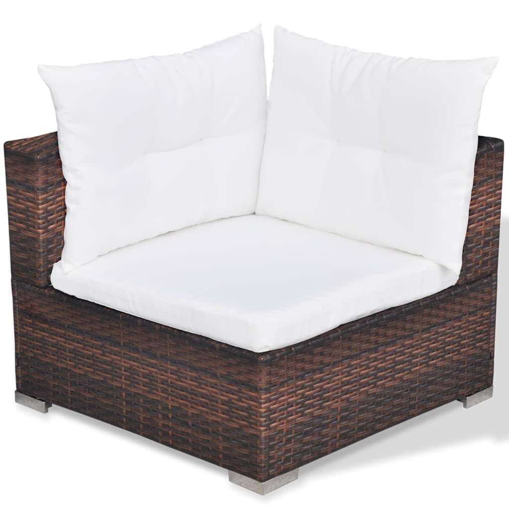Helloshop26 - Salon de jardin meuble d'extérieur ensemble de mobilier 6 pièces avec coussins résine tressée marron - Imagen 4