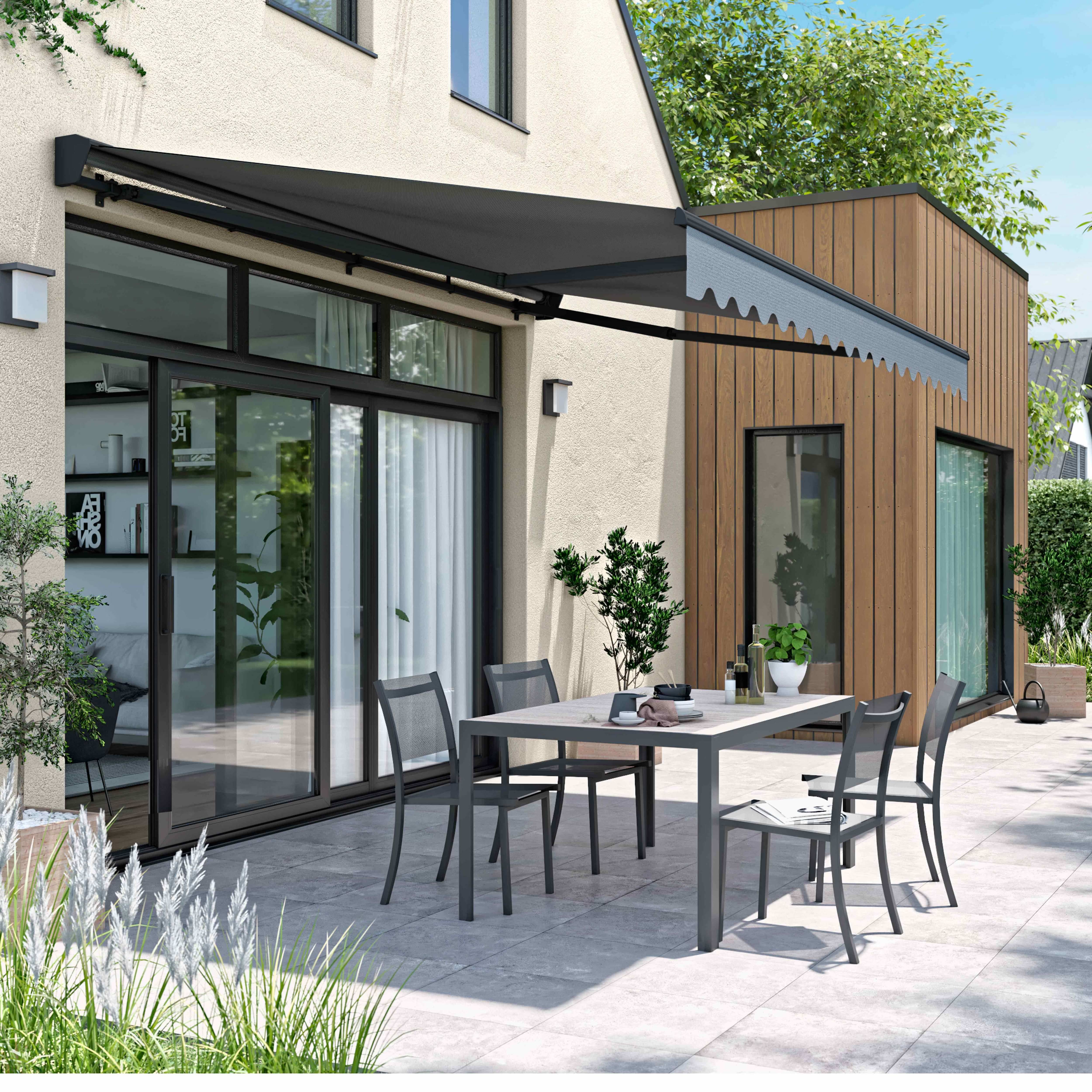 Oviala - Store banne électrique 4x3m en aluminium anthracite Ouessant - Oviala - Imagen 2